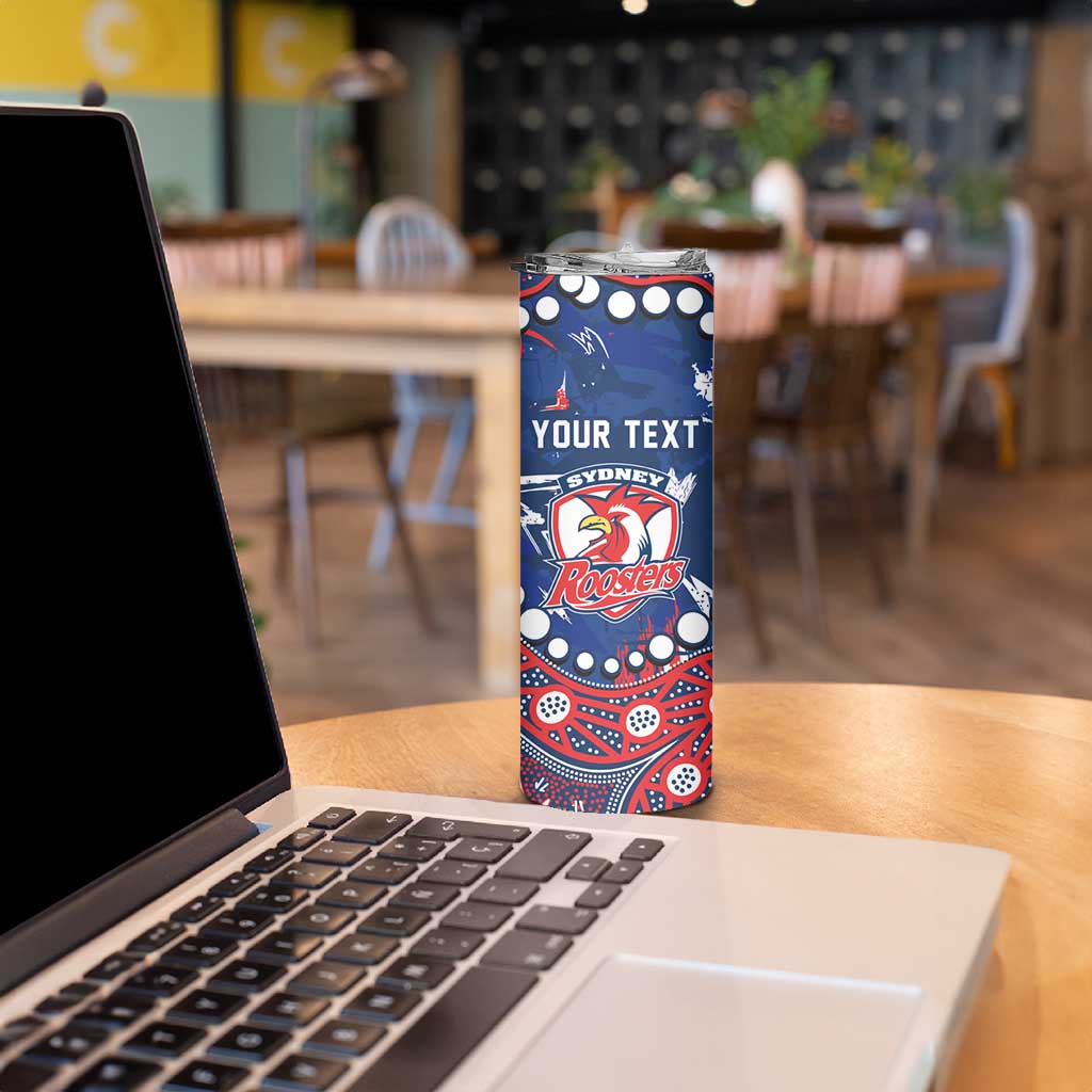 Personalized Sydney Roosters Skinny Tumbler Aboriginal Pattern with Graffiti Style Design