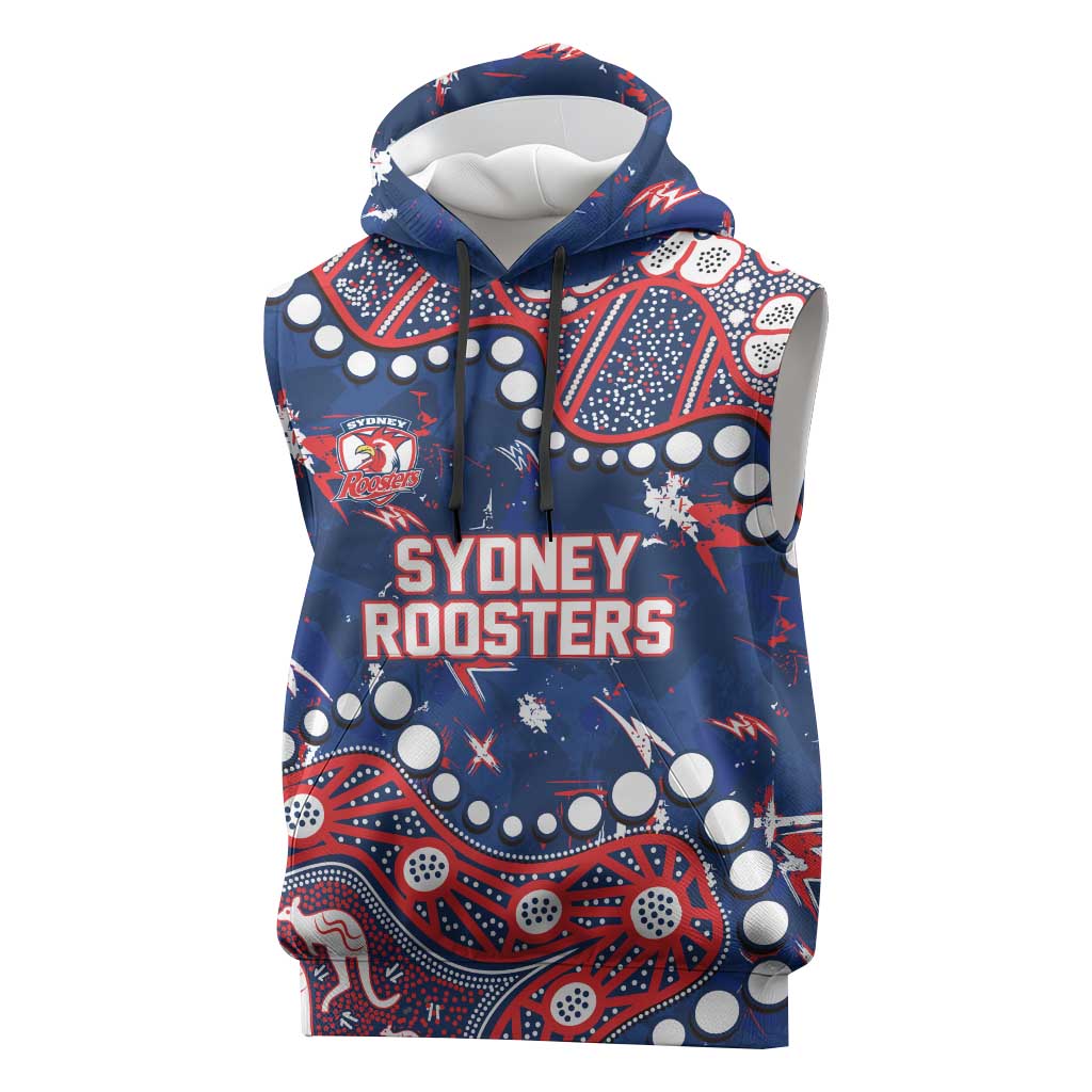 Personalized Sydney Roosters Sleeveless Hoodie Aboriginal Pattern with Graffiti Style Design