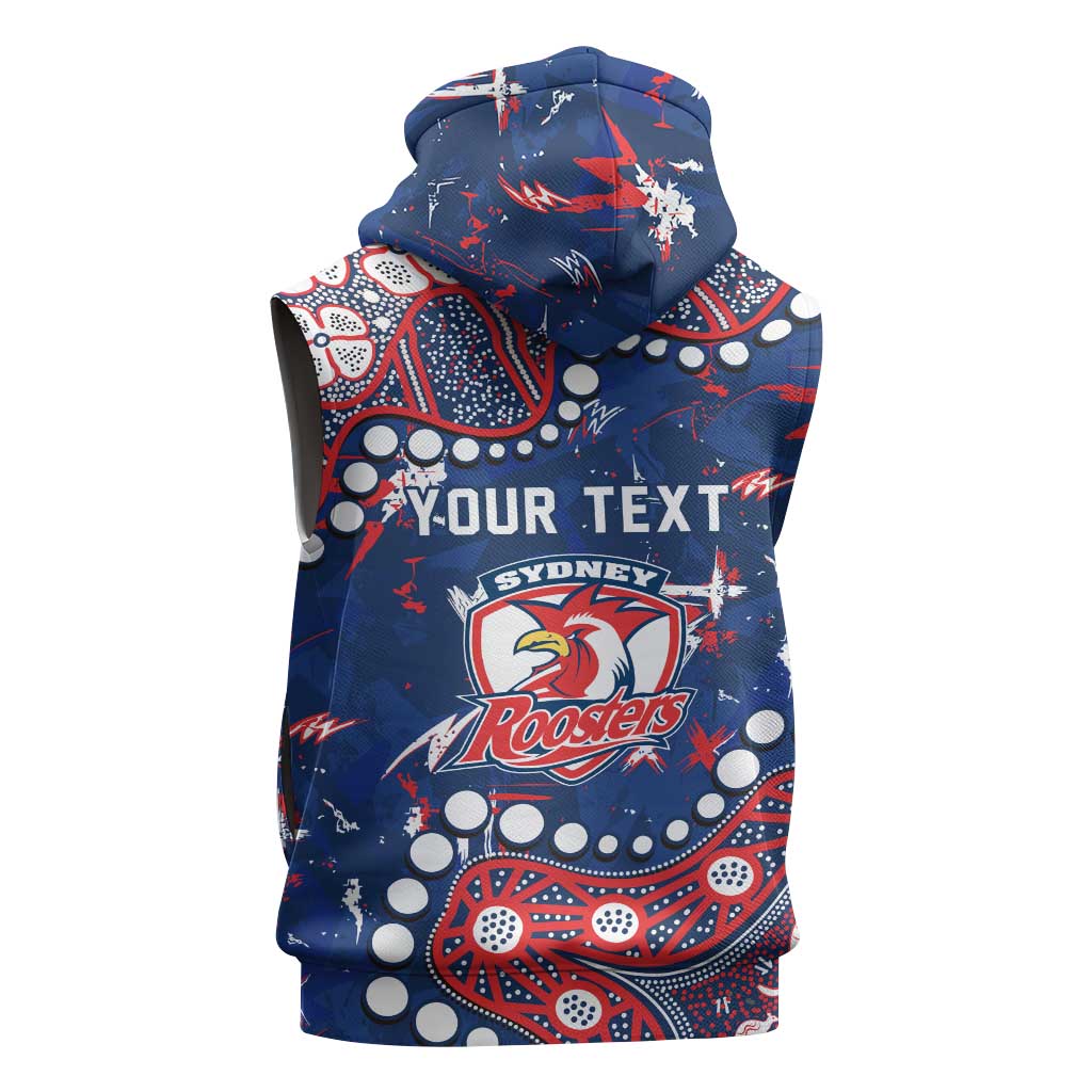 Personalized Sydney Roosters Sleeveless Hoodie Aboriginal Pattern with Graffiti Style Design