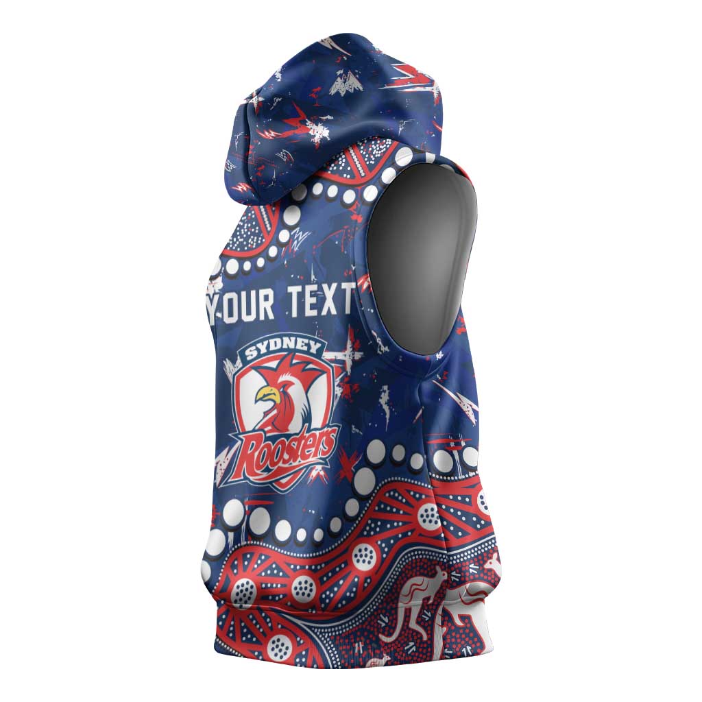 Personalized Sydney Roosters Sleeveless Hoodie Aboriginal Pattern with Graffiti Style Design