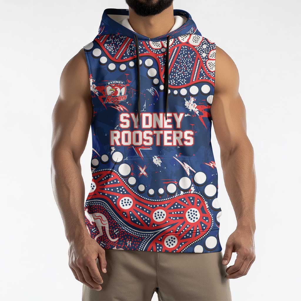 Personalized Sydney Roosters Sleeveless Hoodie Aboriginal Pattern with Graffiti Style Design