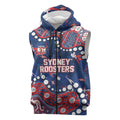 Personalized Sydney Roosters Sleeveless Zip Hoodie Aboriginal Pattern with Graffiti Style Design