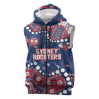 Personalized Sydney Roosters Sleeveless Zip Hoodie Aboriginal Pattern with Graffiti Style Design