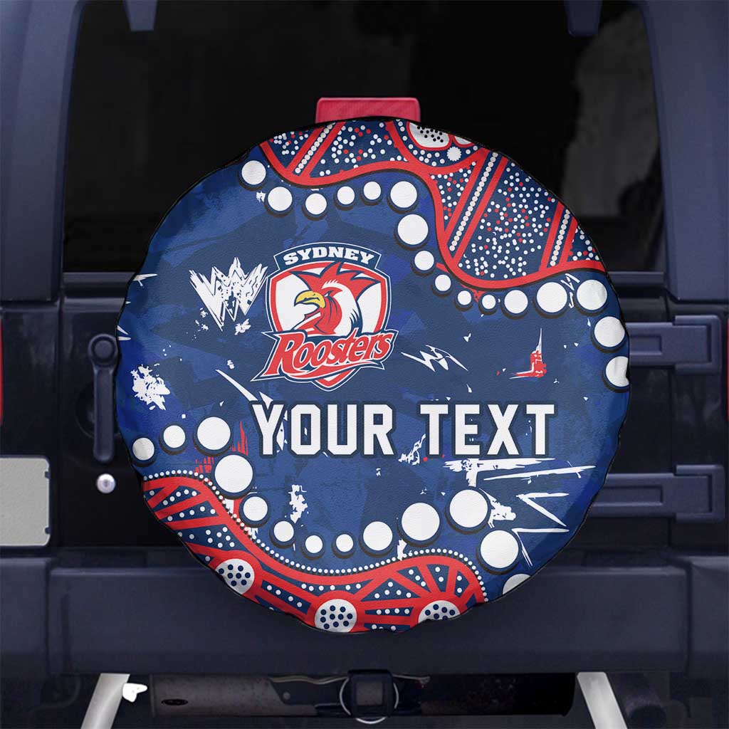 Personalized Sydney Roosters Spare Tire Cover Aboriginal Pattern with Graffiti Style Design