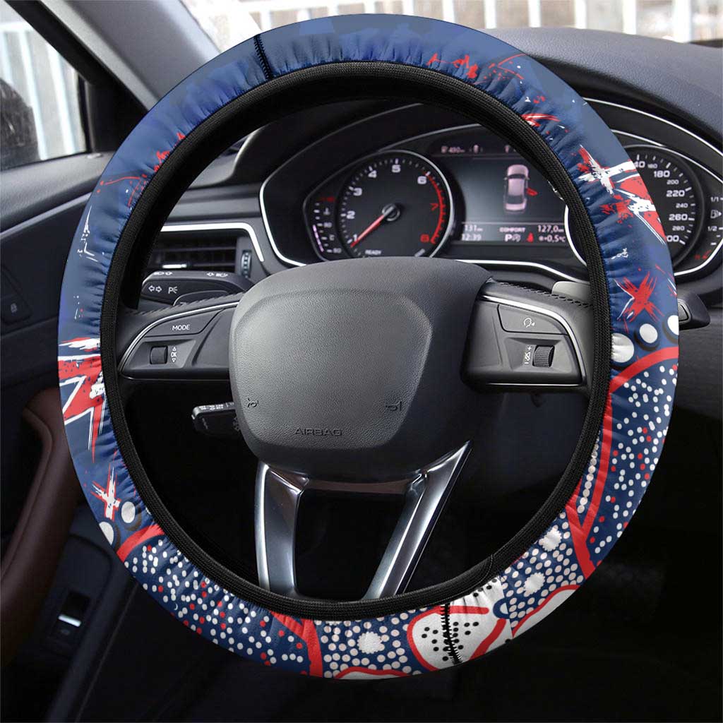 Sydney Roosters Steering Wheel Cover Aboriginal Pattern with Graffiti Style Design