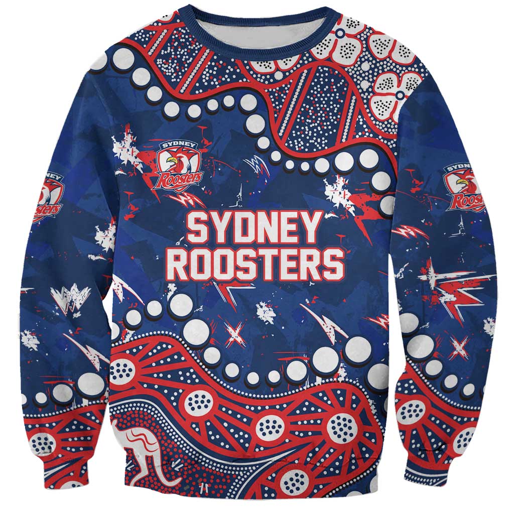 Personalized Sydney Roosters Sweatshirt Aboriginal Pattern with Graffiti Style Design