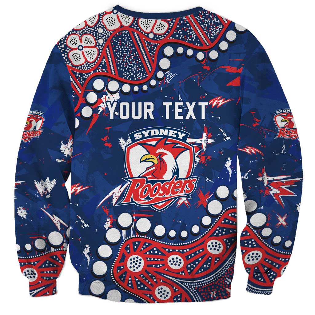 Personalized Sydney Roosters Sweatshirt Aboriginal Pattern with Graffiti Style Design