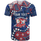 Personalized Sydney Roosters T Shirt Aboriginal Pattern with Graffiti Style Design