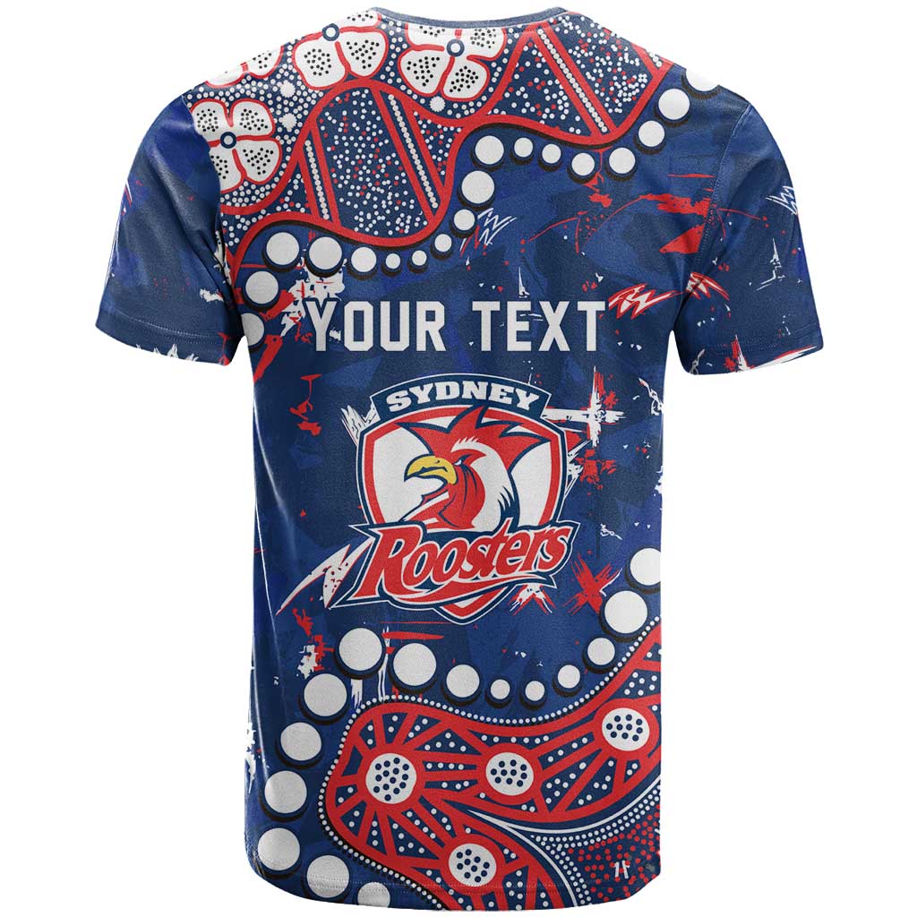 Personalized Sydney Roosters T Shirt Aboriginal Pattern with Graffiti Style Design