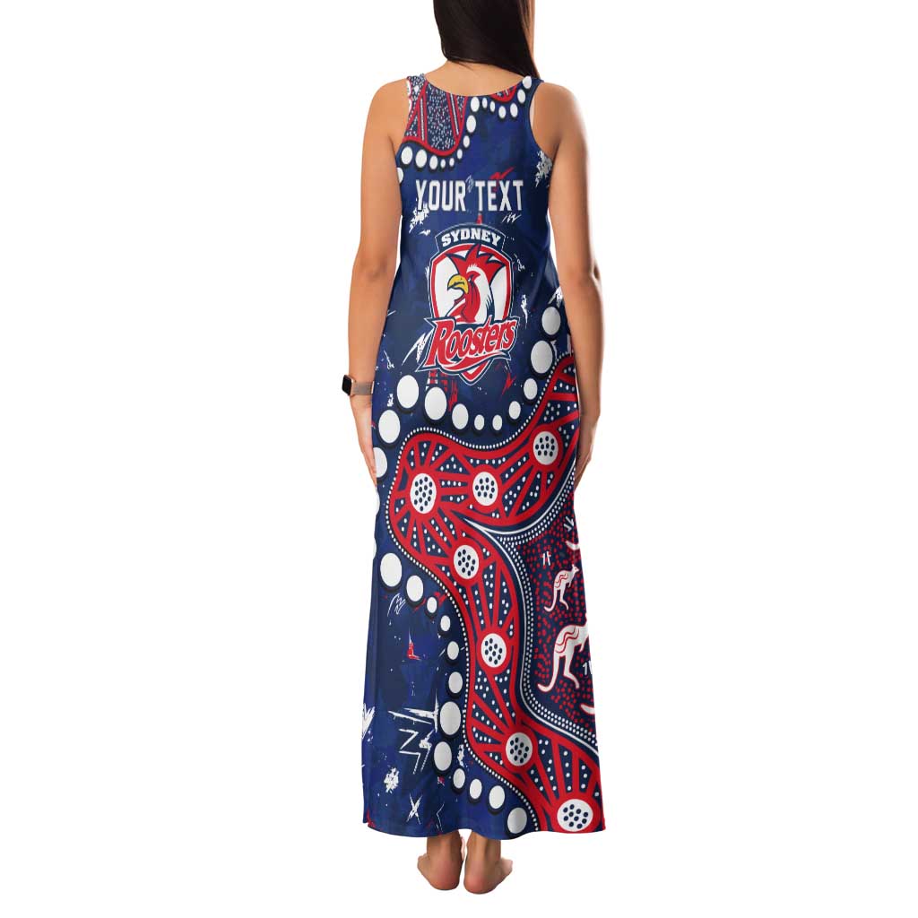 Personalized Sydney Roosters Tank Maxi Dress Aboriginal Pattern with Graffiti Style Design