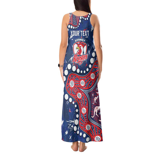 Personalized Sydney Roosters Tank Maxi Dress Aboriginal Pattern with Graffiti Style Design