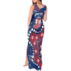 Personalized Sydney Roosters Tank Maxi Dress Aboriginal Pattern with Graffiti Style Design