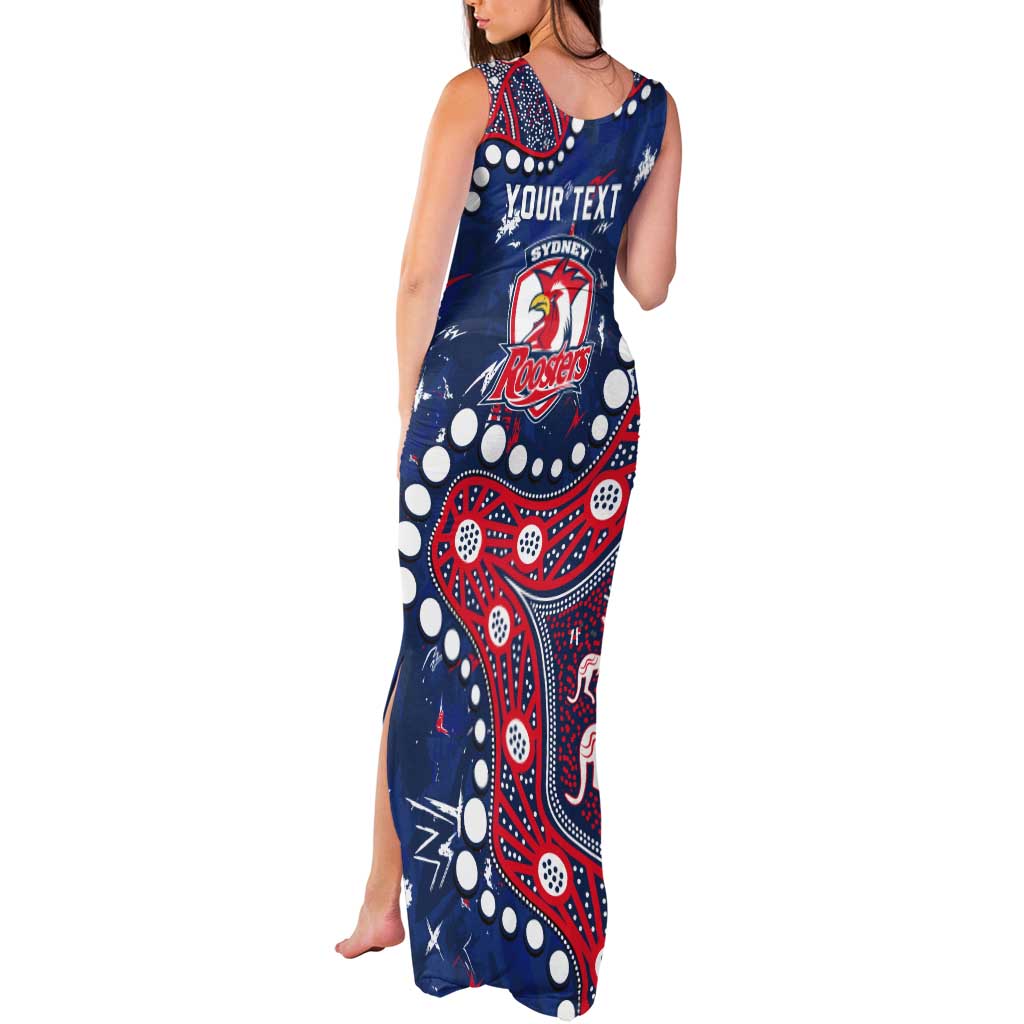 Personalized Sydney Roosters Tank Maxi Dress Aboriginal Pattern with Graffiti Style Design