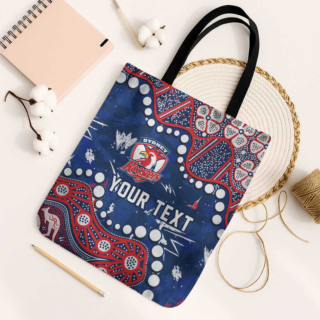 Personalized Sydney Roosters Tote Bag Aboriginal Pattern with Graffiti Style Design
