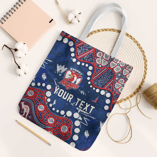 Personalized Sydney Roosters Tote Bag Aboriginal Pattern with Graffiti Style Design