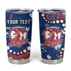 Personalized Sydney Roosters Tumbler Cup Aboriginal Pattern with Graffiti Style Design