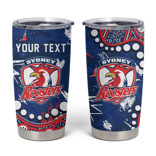 Personalized Sydney Roosters Tumbler Cup Aboriginal Pattern with Graffiti Style Design
