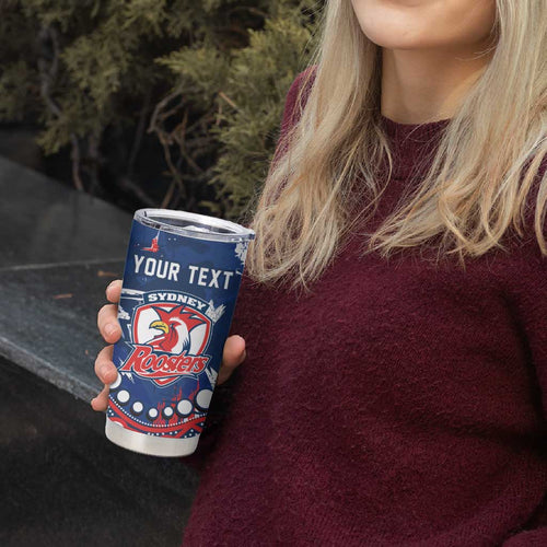 Personalized Sydney Roosters Tumbler Cup Aboriginal Pattern with Graffiti Style Design