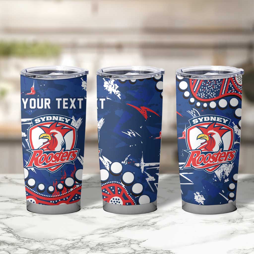 Personalized Sydney Roosters Tumbler Cup Aboriginal Pattern with Graffiti Style Design