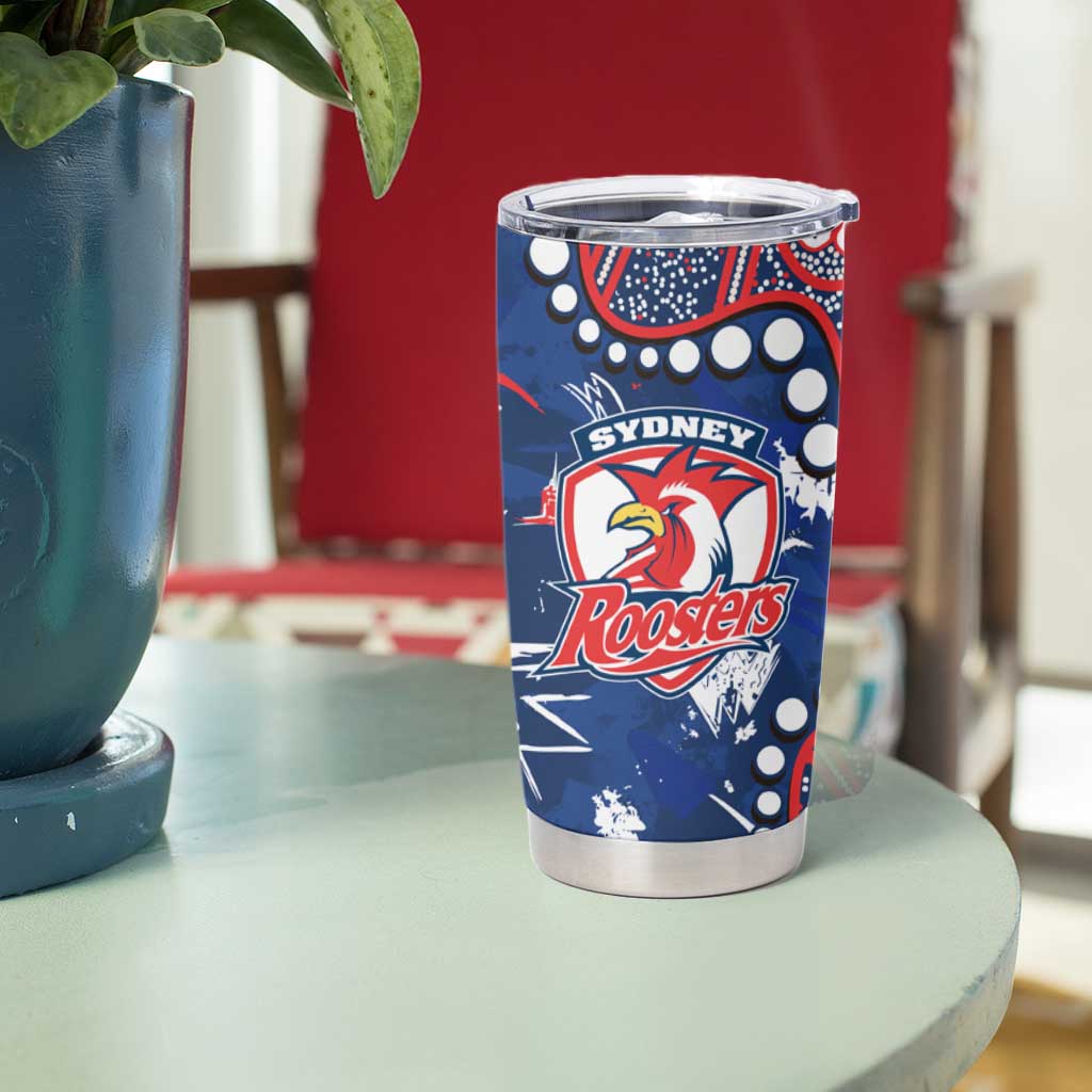 Personalized Sydney Roosters Tumbler Cup Aboriginal Pattern with Graffiti Style Design