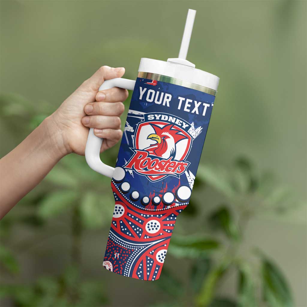 Personalized Sydney Roosters Tumbler With Handle Aboriginal Pattern with Graffiti Style Design