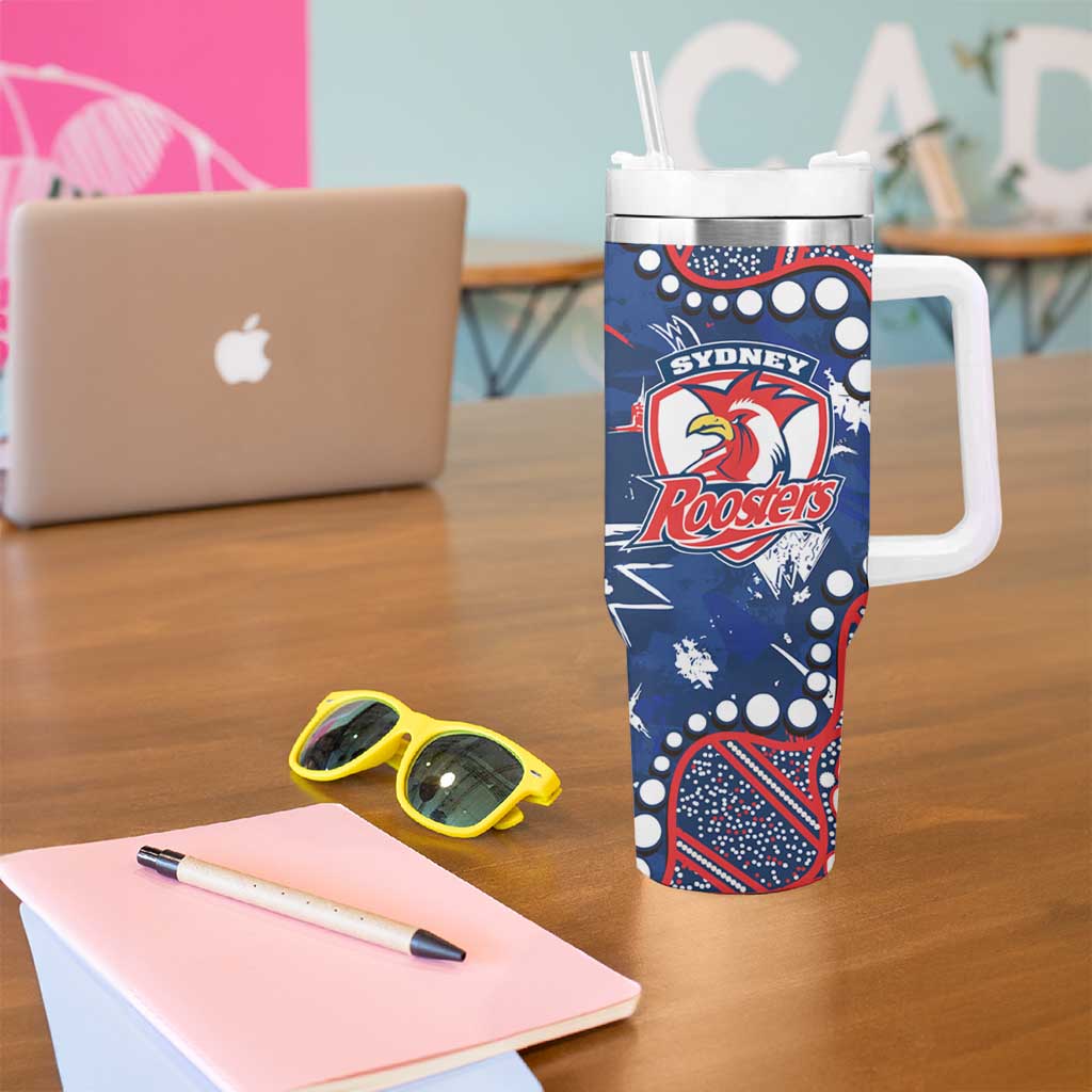 Personalized Sydney Roosters Tumbler With Handle Aboriginal Pattern with Graffiti Style Design