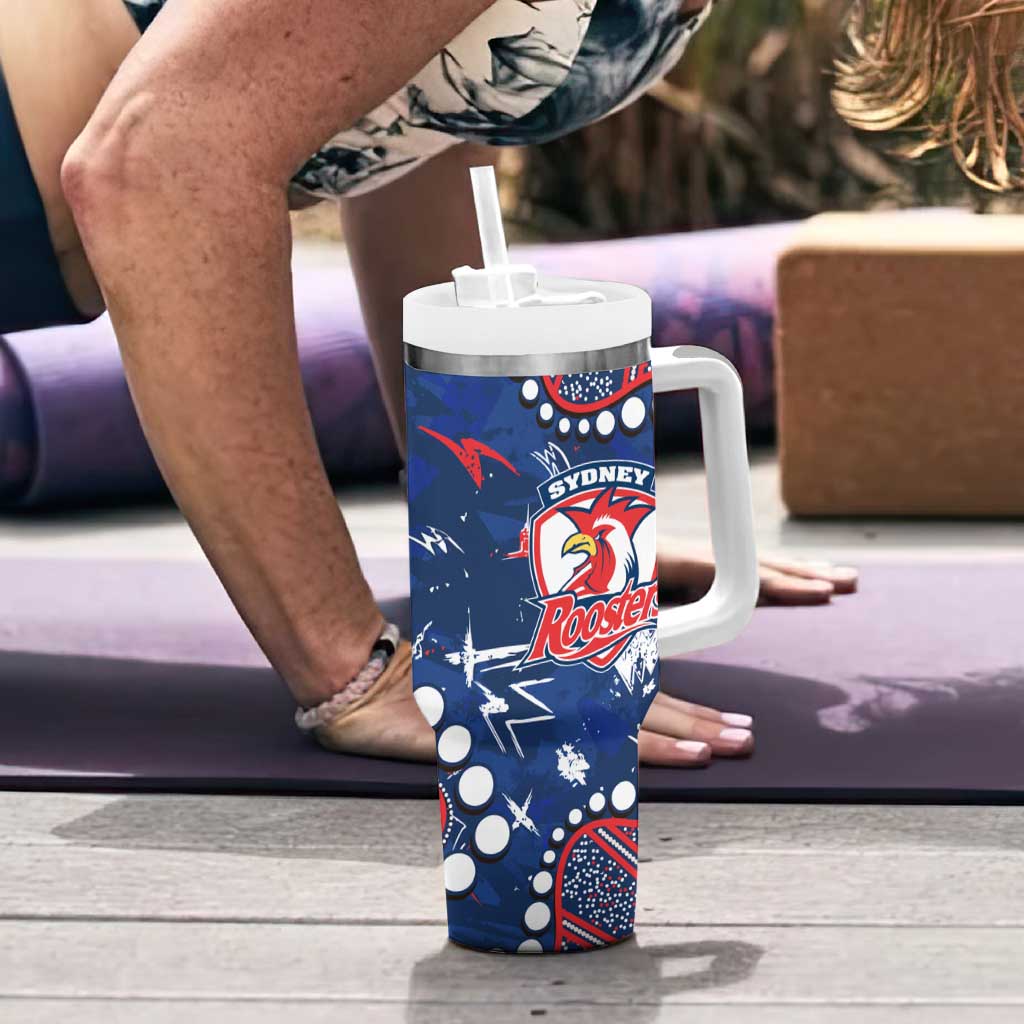 Personalized Sydney Roosters Tumbler With Handle Aboriginal Pattern with Graffiti Style Design