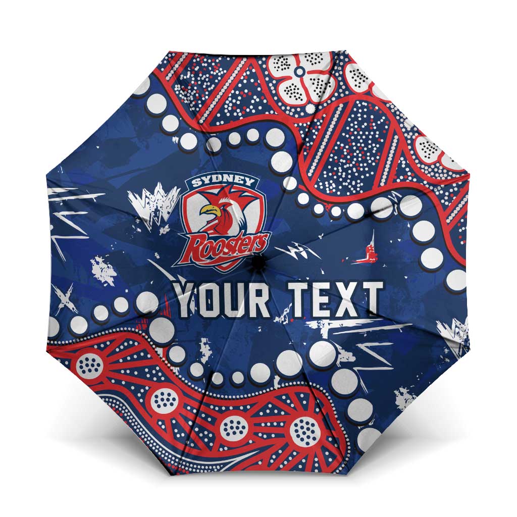 Personalized Sydney Roosters Umbrella Aboriginal Pattern with Graffiti Style Design