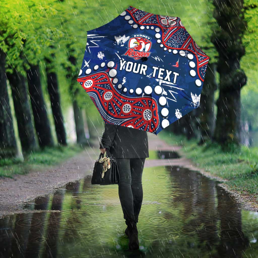 Personalized Sydney Roosters Umbrella Aboriginal Pattern with Graffiti Style Design