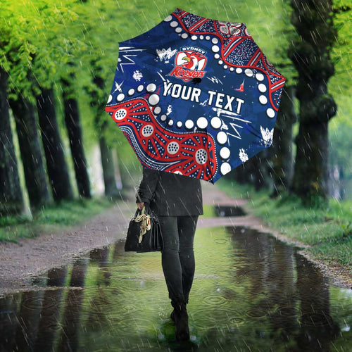 Personalized Sydney Roosters Umbrella Aboriginal Pattern with Graffiti Style Design