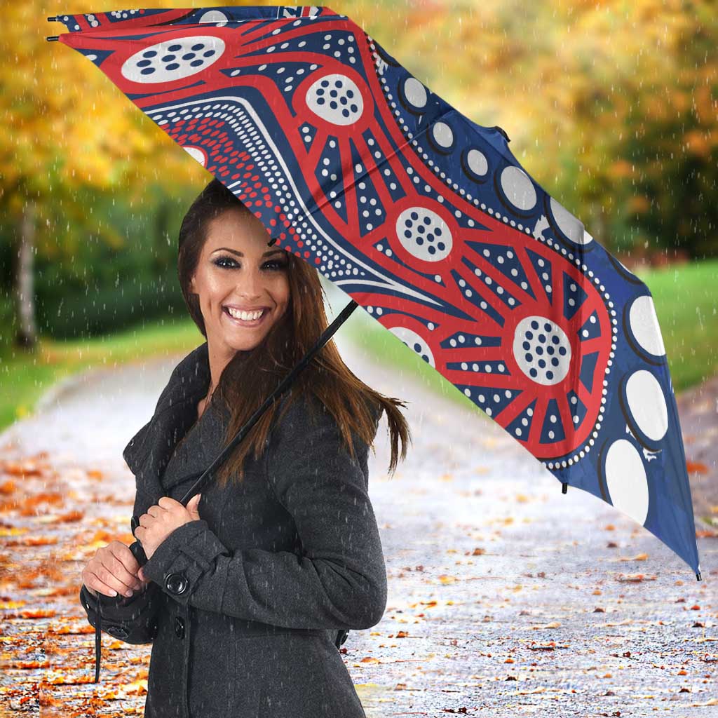 Personalized Sydney Roosters Umbrella Aboriginal Pattern with Graffiti Style Design