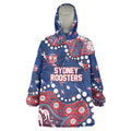 Personalized Sydney Roosters Wearable Blanket Hoodie Aboriginal Pattern with Graffiti Style Design