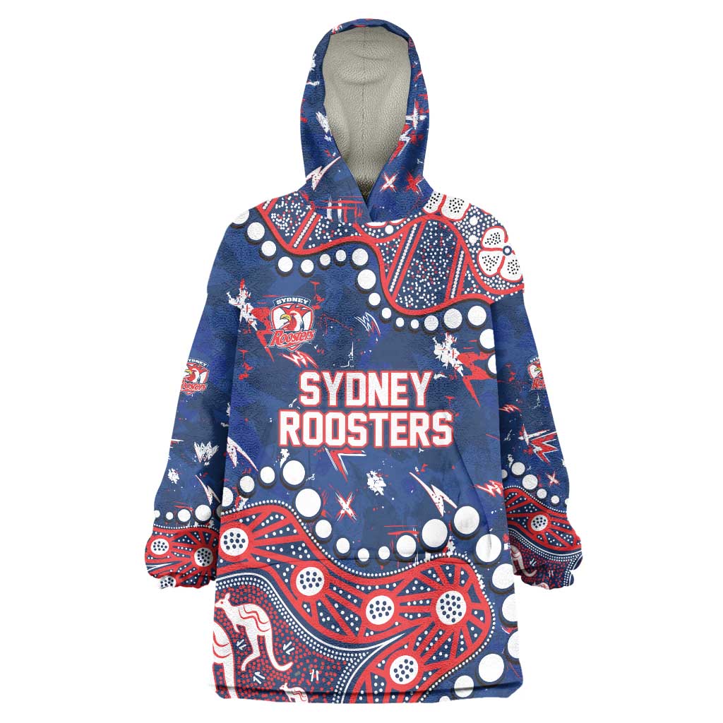 Personalized Sydney Roosters Wearable Blanket Hoodie Aboriginal Pattern with Graffiti Style Design