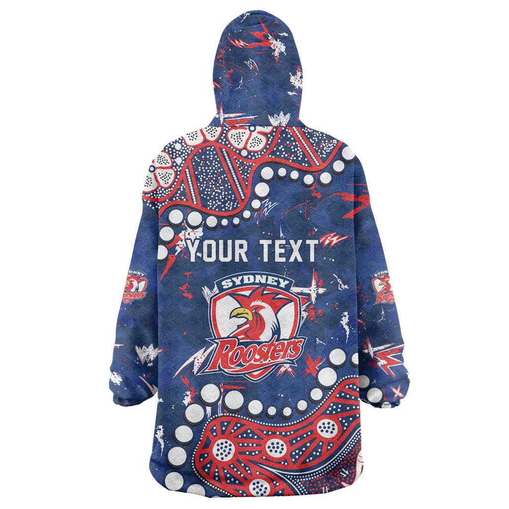 Personalized Sydney Roosters Wearable Blanket Hoodie Aboriginal Pattern with Graffiti Style Design