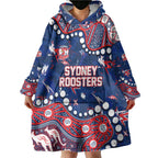 Personalized Sydney Roosters Wearable Blanket Hoodie Aboriginal Pattern with Graffiti Style Design