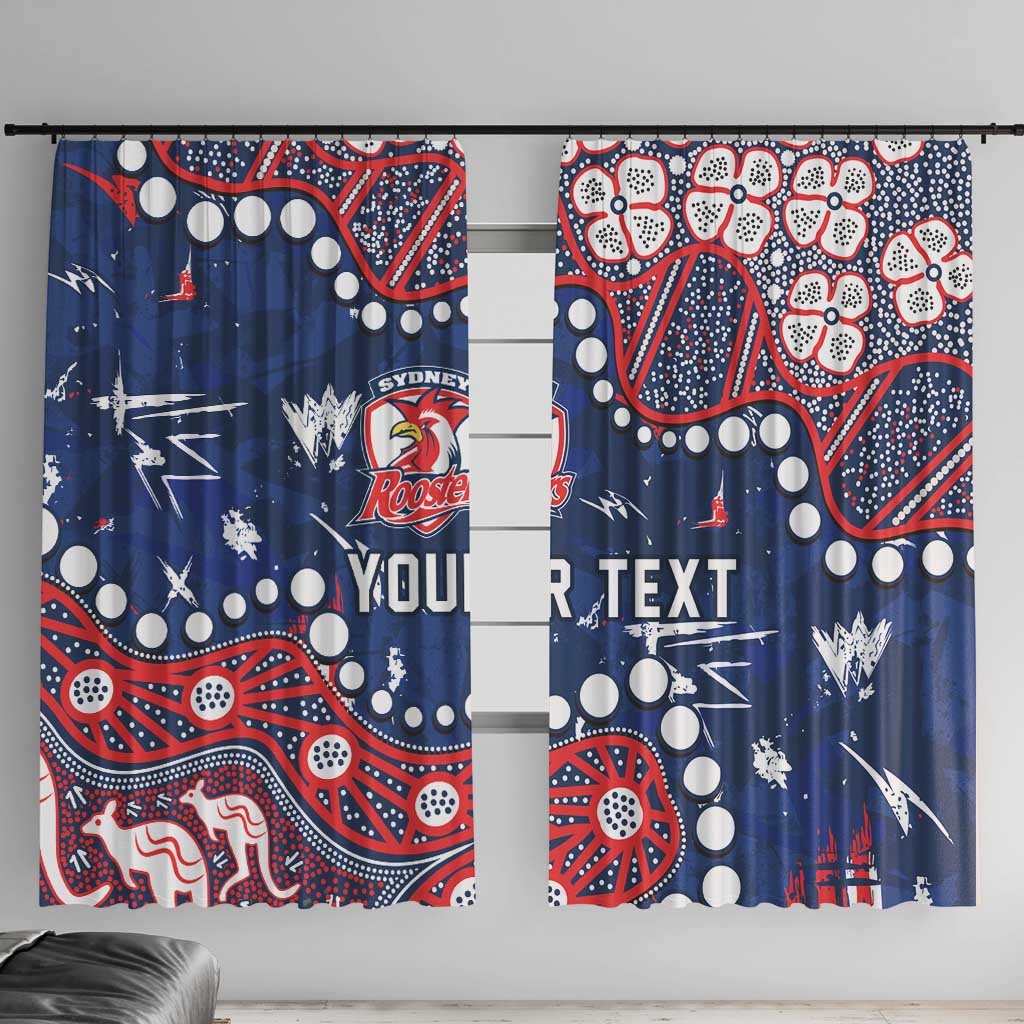 Personalized Sydney Roosters Window Curtain Aboriginal Pattern with Graffiti Style Design