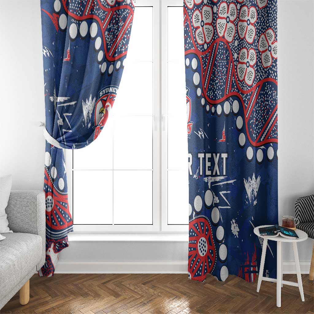 Personalized Sydney Roosters Window Curtain Aboriginal Pattern with Graffiti Style Design