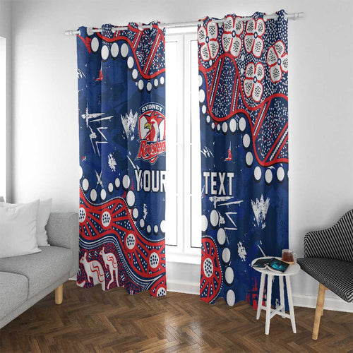 Personalized Sydney Roosters Window Curtain Aboriginal Pattern with Graffiti Style Design
