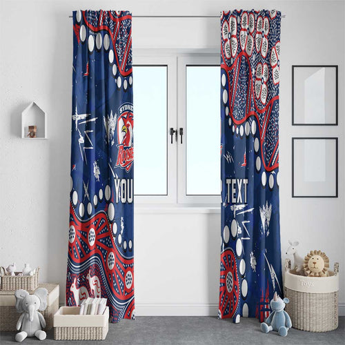 Personalized Sydney Roosters Window Curtain Aboriginal Pattern with Graffiti Style Design