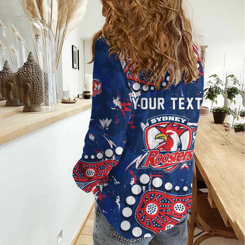 Personalized Sydney Roosters Women Casual Shirt Aboriginal Pattern with Graffiti Style Design