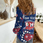 Personalized Sydney Roosters Women Casual Shirt Aboriginal Pattern with Graffiti Style Design