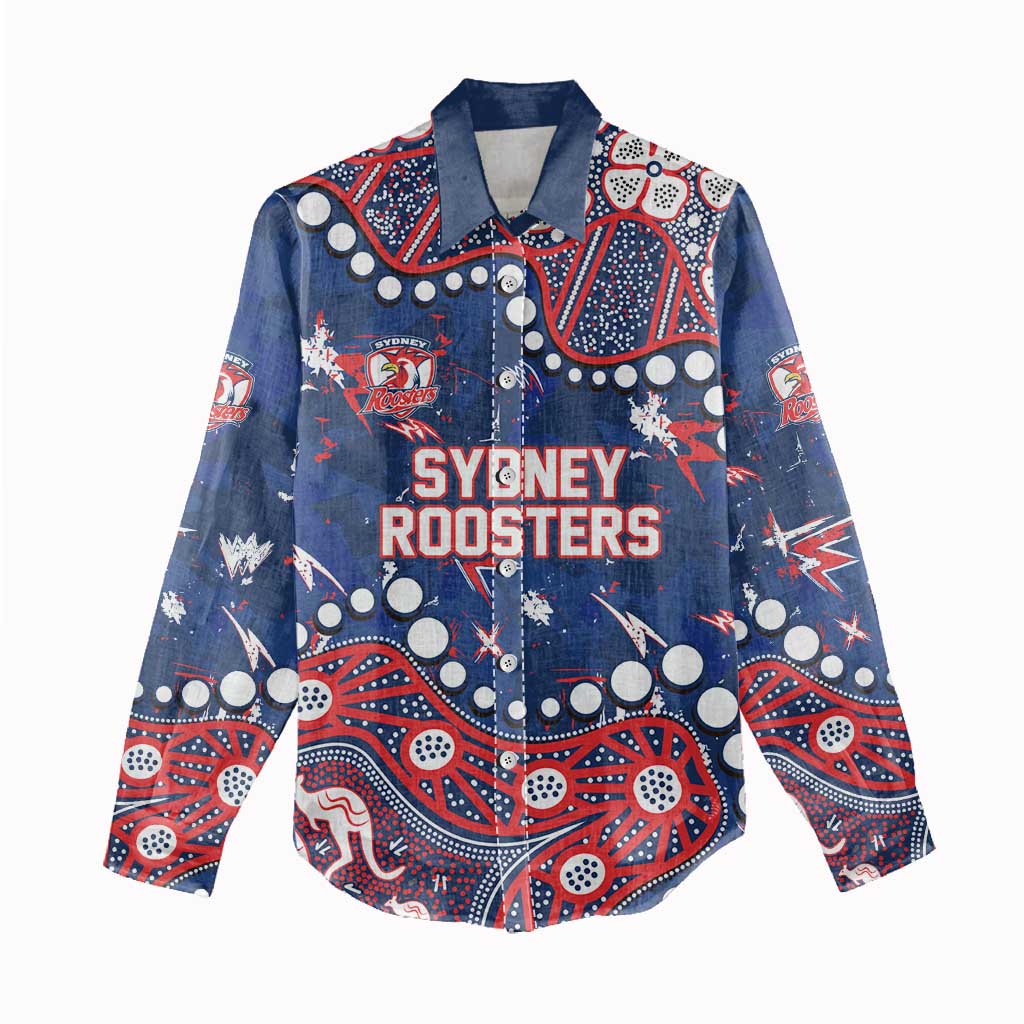 Personalized Sydney Roosters Women Casual Shirt Aboriginal Pattern with Graffiti Style Design