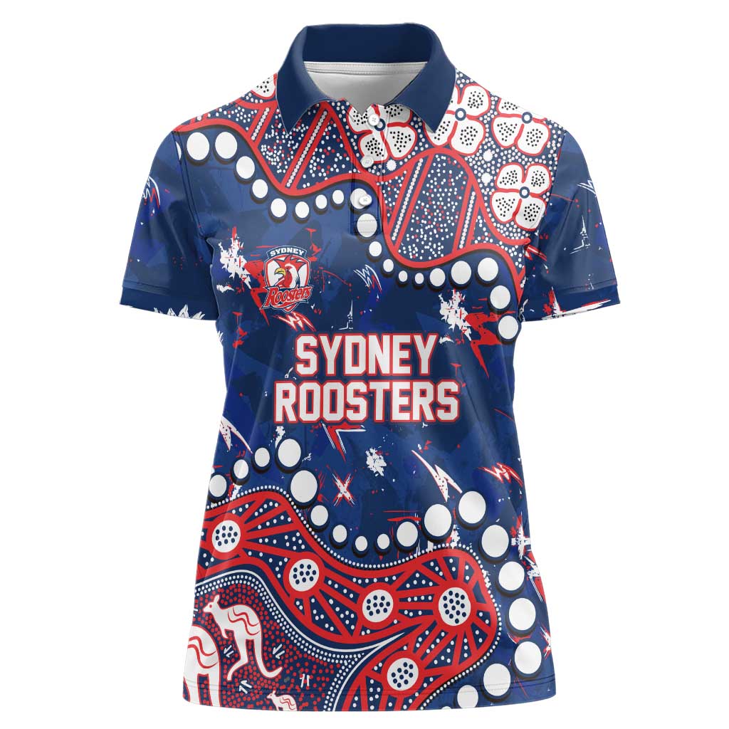 Personalized Sydney Roosters Women Polo Shirt Aboriginal Pattern with Graffiti Style Design