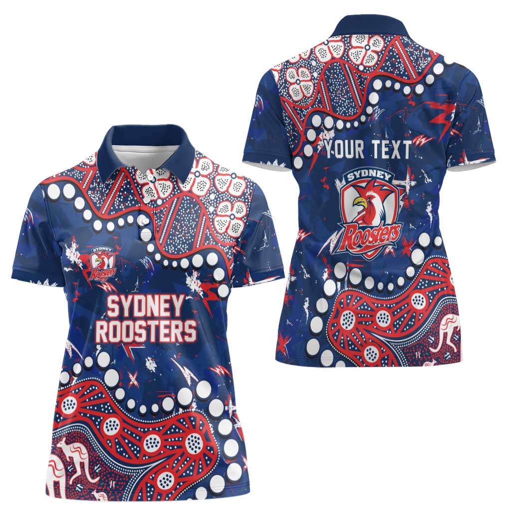 Personalized Sydney Roosters Women Polo Shirt Aboriginal Pattern with Graffiti Style Design