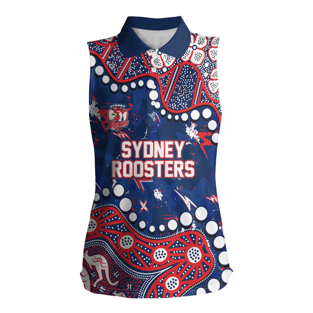 Personalized Sydney Roosters Women Sleeveless Polo Shirt Aboriginal Pattern with Graffiti Style Design
