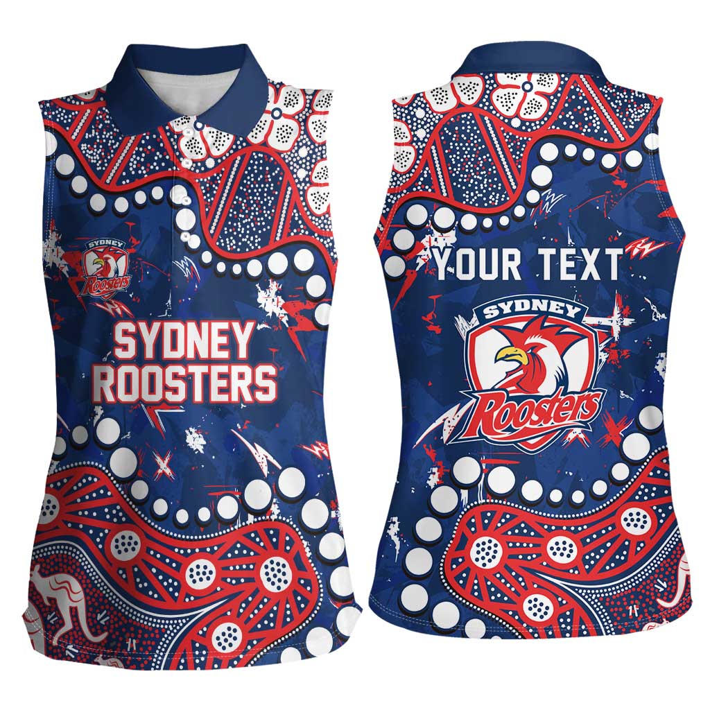 Personalized Sydney Roosters Women Sleeveless Polo Shirt Aboriginal Pattern with Graffiti Style Design