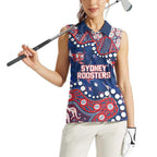 Personalized Sydney Roosters Women Sleeveless Polo Shirt Aboriginal Pattern with Graffiti Style Design
