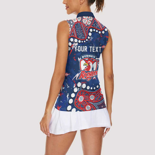 Personalized Sydney Roosters Women Sleeveless Polo Shirt Aboriginal Pattern with Graffiti Style Design