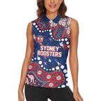 Personalized Sydney Roosters Women Sleeveless Polo Shirt Aboriginal Pattern with Graffiti Style Design