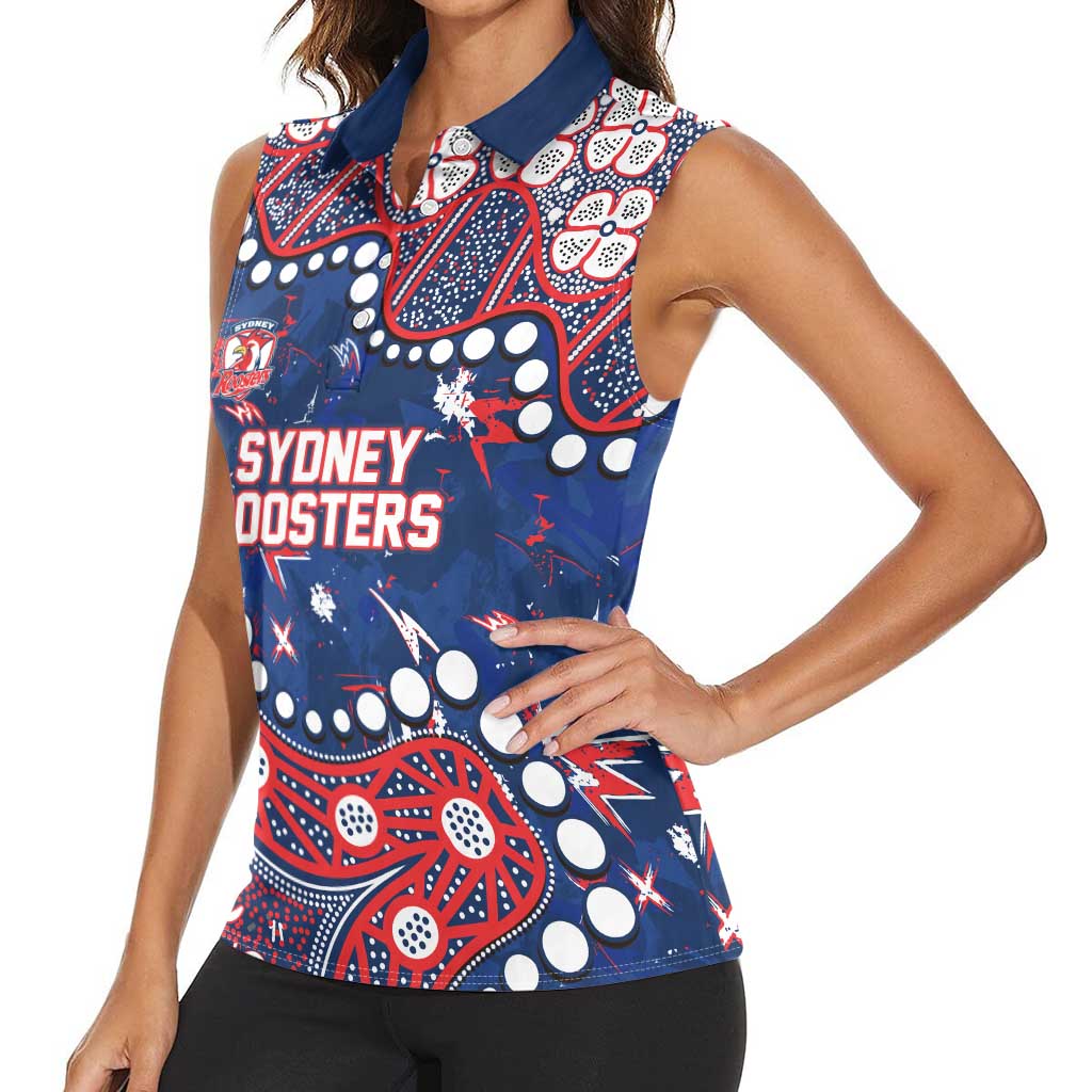 Personalized Sydney Roosters Women Sleeveless Polo Shirt Aboriginal Pattern with Graffiti Style Design